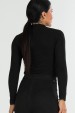 Blusa Manga Longa com Gola Alta de Alfaiataria Feminina Kezia - Preto - Tlic Rio