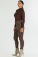 Blusa Manga Longa com Gola Alta de Alfaiataria Feminina Kezia - Chocolate - Tlic Rio