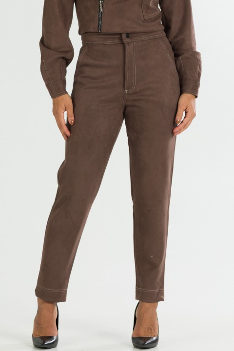 Calça Cigarreti com Pespontado de Alfaiataria Feminina Irene - Chocolate - Tlic Rio
