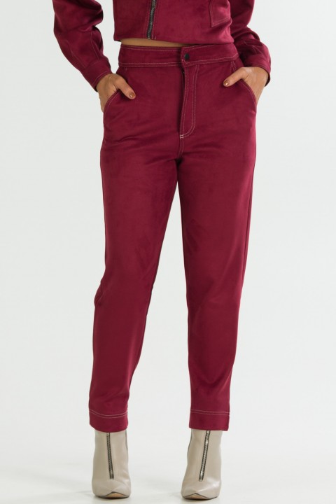Calça Cigarreti com Pespontado de Alfaiataria Feminina Irene - Bordo - Tlic Rio