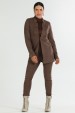 Blazer Alongado com Recorte Frontal de Alfaiataria Feminina Electra - Chocolate - Tlic Rio