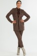Blazer Alongado com Recorte Frontal de Alfaiataria Feminina Electra - Chocolate - Tlic Rio