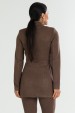 Blazer Alongado com Recorte Frontal de Alfaiataria Feminina Electra - Chocolate - Tlic Rio
