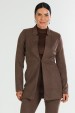 Blazer Alongado com Recorte Frontal de Alfaiataria Feminina Electra - Chocolate - Tlic Rio