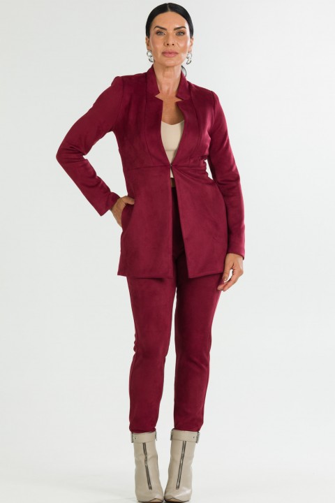 Blazer Alongado com Recorte Frontal de Alfaiataria Feminina Electra - Bordo - Tlic Rio