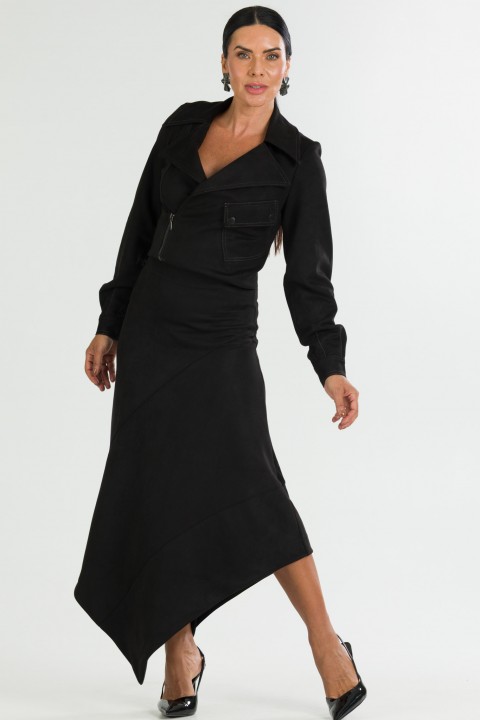 Saia Midi de Suede Alfaiataria Feminina Anabela - Preto - Tlic Rio