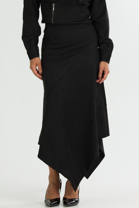 Saia Midi de Suede Alfaiataria Feminina Anabela - Preto - Tlic Rio