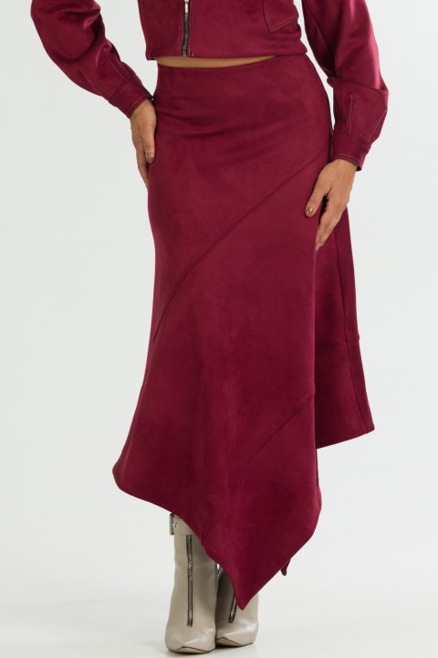 Saia Midi de Suede Alfaiataria Feminina Anabela - Bordo - Tlic Rio