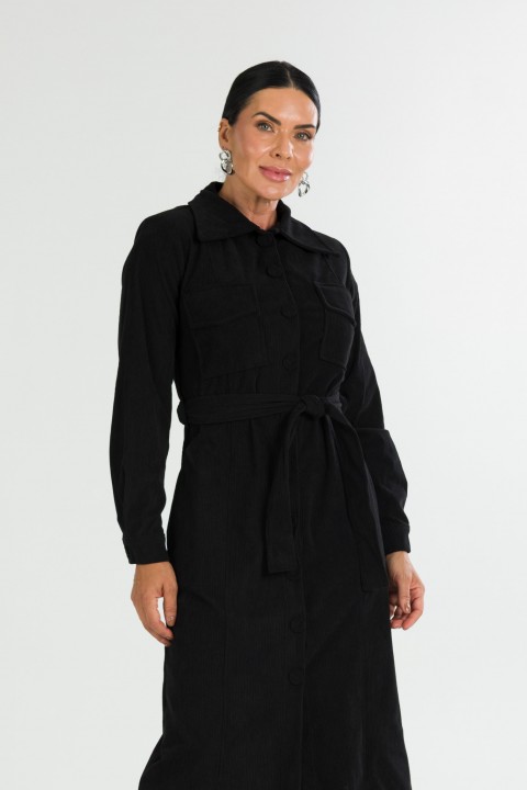 Vestido Midi Texturizado de Alfaiataria Feminina Lya - Preto - Tlic Rio