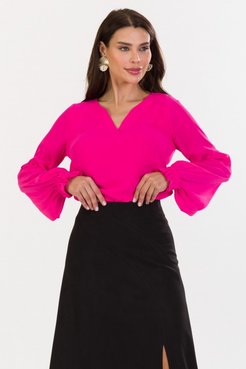 Blusa Manga Longa Bufante de Alfaiataria Feminina Mirian  - Pink - Tlic Rio