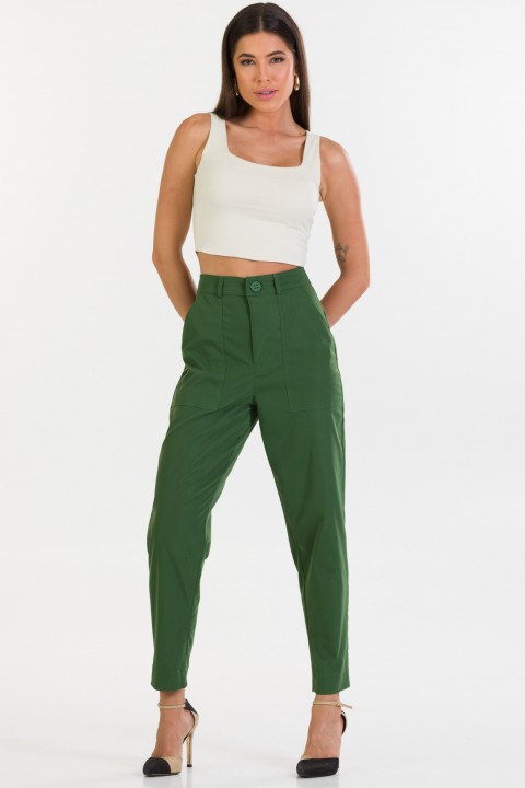Calça Reta de Alfaiataria Feminina Kaila - Verde Militar - Tlic Rio