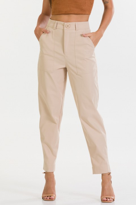 Calça Reta de Alfaiataria Feminina Kaila - Bege Fendi - Tlic Rio