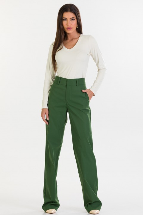Blusa Manga Longa Decote V Suede de Alfaiataria Feminina Karina - Bege - Tlic Rio