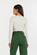Blusa Manga Longa Decote V Suede de Alfaiataria Feminina Karina - Bege - Tlic Rio