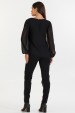 Blusa Manga Longa com Transparência de Alfaiataria Feminina Coralina - Preto - Tlic Rio