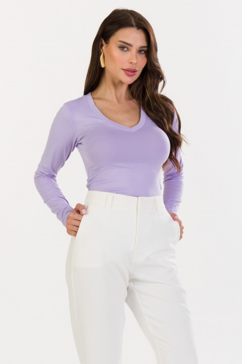 Blusa Manga Longa Basica de Alfaiataria Feminina Juliana - Lilas - Tlic Rio