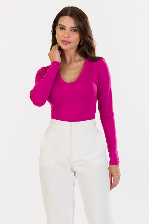 Blusa Manga Longa Basica de Alfaiataria Feminina Juliana - Pink - Tlic Rio