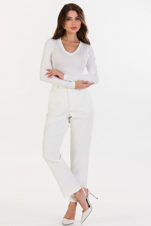 Blusa Manga Longa Basica de Alfaiataria Feminina Juliana - Off White - Tlic Rio