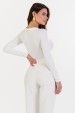 Blusa Manga Longa Basica de Alfaiataria Feminina Juliana - Off White - Tlic Rio