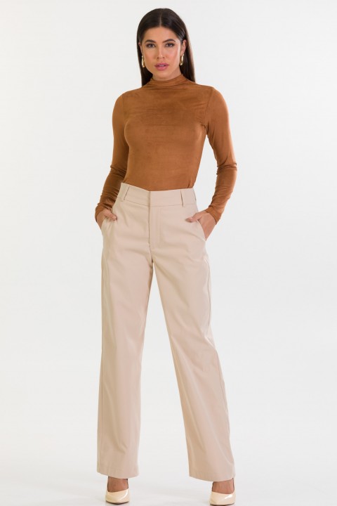 Calça Reta de Alfaiataria Feminina Pérola - Bege Fendi - Tlic Rio