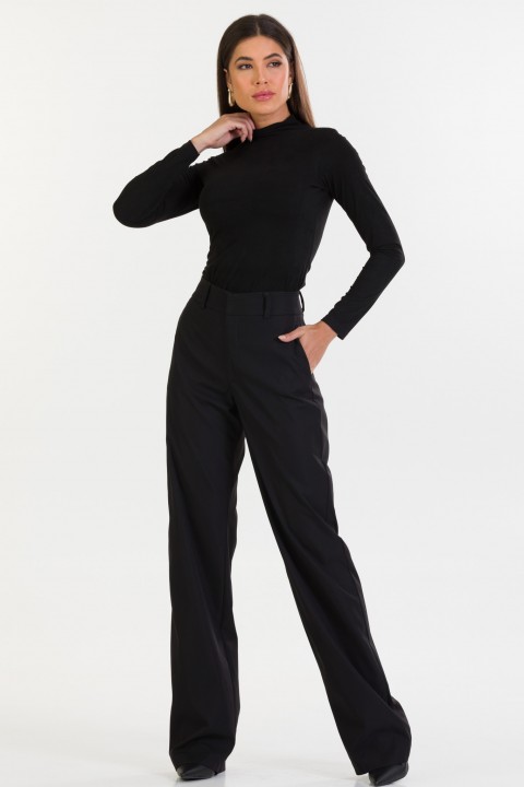 Blusa Manga Longa com Gola Alta de Alfaiataria Feminina Kezia - Preto - Tlic Rio