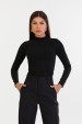 Blusa Manga Longa com Gola Alta de Alfaiataria Feminina Kezia - Preto - Tlic Rio