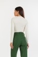 Blusa Manga Longa com Gola Alta de Alfaiataria Feminina Kezia - Bege - Tlic Rio