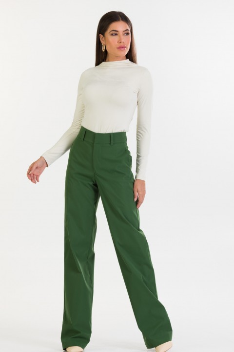 Blusa Manga Longa com Gola Alta de Alfaiataria Feminina Kezia - Bege - Tlic Rio