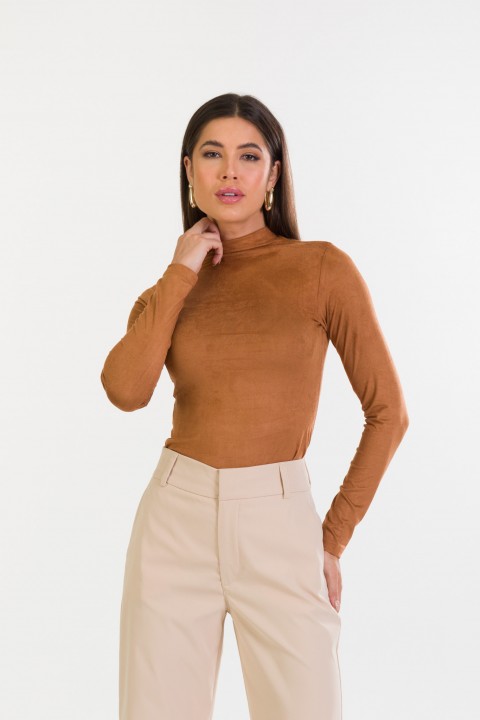 Blusa Manga Longa com Gola Alta de Alfaiataria Feminina Kezia - Angelim - Tlic Rio