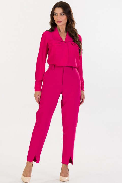 Calça Reta com Recorte na Barra de Alfaiataria Feminina Jamili - Rosa Fucsia - Tlic Rio