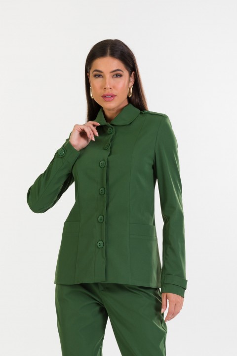 Casaco com Bolsos de Alfaiataria Feminina Matilde - Verde Militar - Tlic Rio