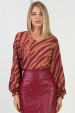 Blusa Oriana - Zebra Camel com Vinho - Tlic Rio