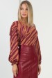 Blusa Oriana - Zebra Camel com Vinho - Tlic Rio