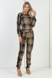 Calça Jogger Feminina em Malha Xadrez Cibelle - Xadrez Camel - Tlic Rio