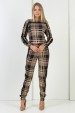 Calça Jogger Feminina em Malha Xadrez Cibelle - Xadrez Camel - Tlic Rio