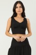 Blusa Cropped de Alfaiataria Zaya - Preto - Tlic Rio