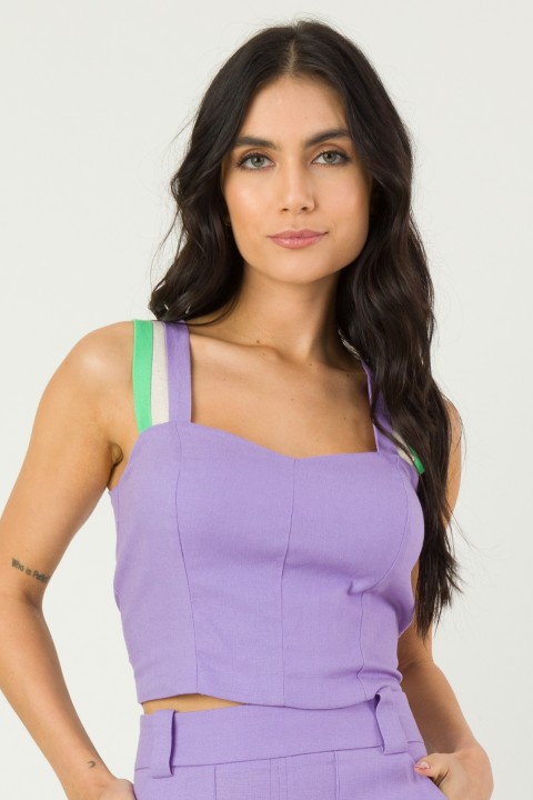 Blusa Cropped de Alfaiataria Demi - Lilás - Tlic Rio