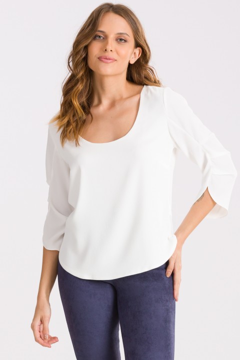 Blusa de Alfaiataria Manga Longa Briana - Off White - Tlic Rio