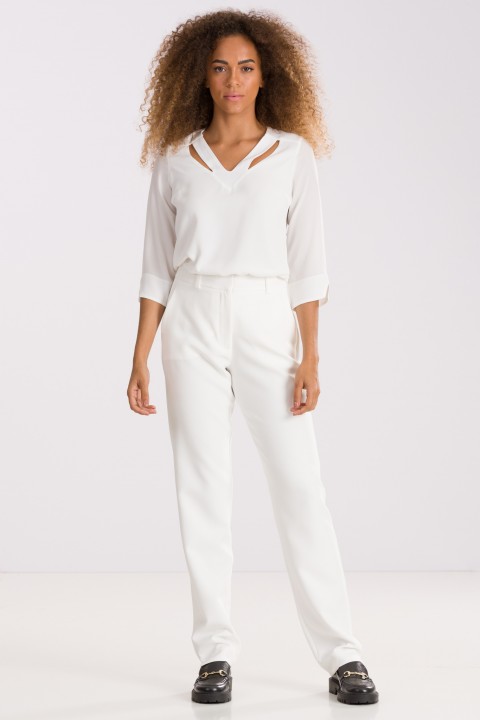 Blusa de Alfaiataria Manga Longa Belina - Off White - Tlic Rio