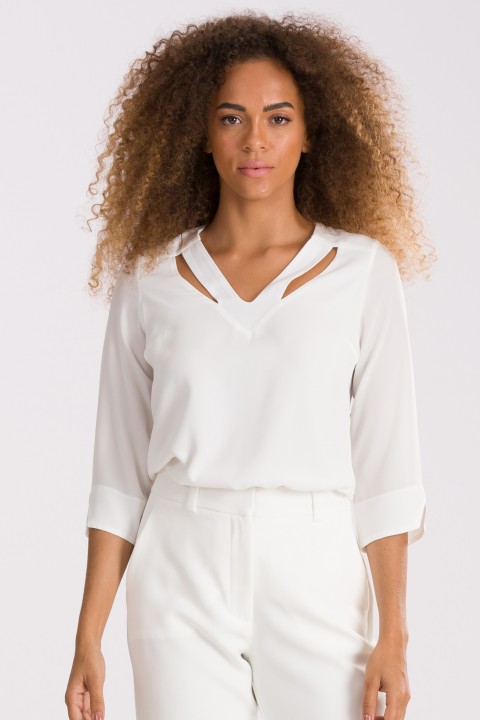 Blusa de Alfaiataria Manga Longa Belina - Off White - Tlic Rio
