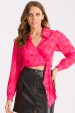Blusa de Alfaiataria Feminina Kimi - Onça Pink com Vermelho - Tlic Rio