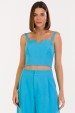 Blusa Cropped de Alfaiataria Feminina Noa - Azul  - Tlic Rio