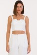 Blusa Cropped de Alfaiataria Feminina Noa - Off White - Tlic Rio