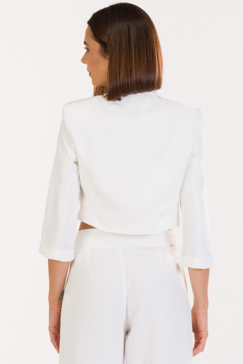 Blazer Cropped de Alfaiataria Feminina Beverly - Off White - Tlic Rio