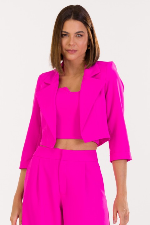 Blazer Cropped de Alfaiataria Feminina Beverly - Pink Garavani - Tlic Rio