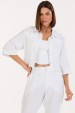 Camisa Cropped de Alfaiataria Feminina Samia - Off White - Tlic Rio