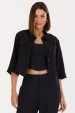 Camisa Cropped de Alfaiataria Feminina Samia - Preto - Tlic Rio