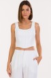 Blusa Cropped de Alfaiataria Feminina Amira - Off White - Tlic Rio
