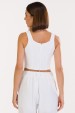 Blusa Cropped de Alfaiataria Feminina Amira - Off White - Tlic Rio