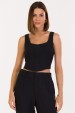 Blusa Cropped de Alfaiataria Feminina Amira - Preto - Tlic Rio